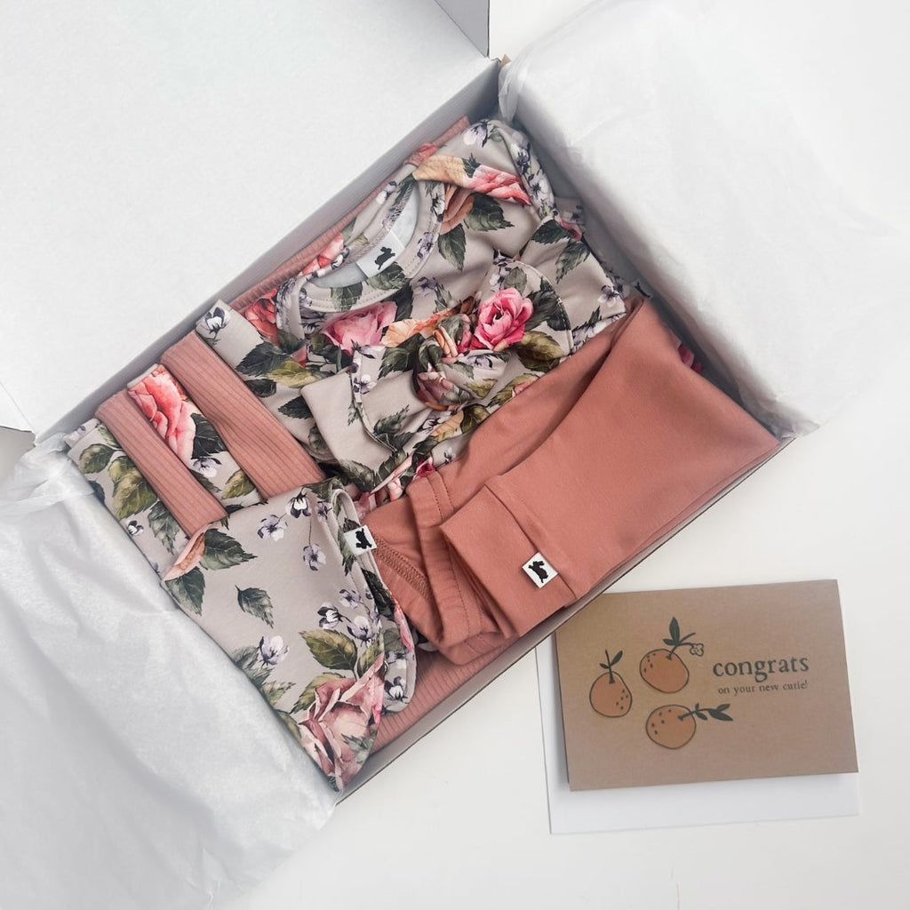 Bamboo Baby Capsule Gift Box | Antique Floral & Terracotta