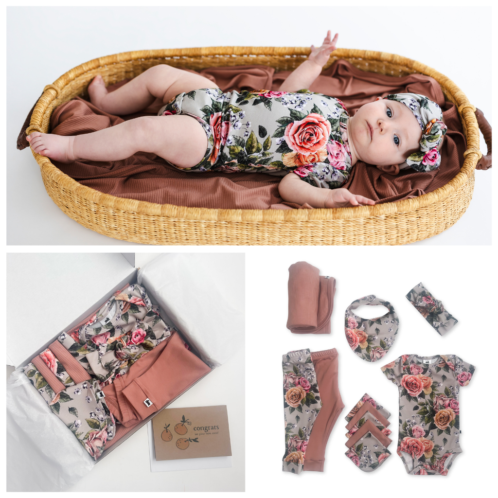 Bamboo Baby Capsule Gift Box | Antique Floral & Terracotta
